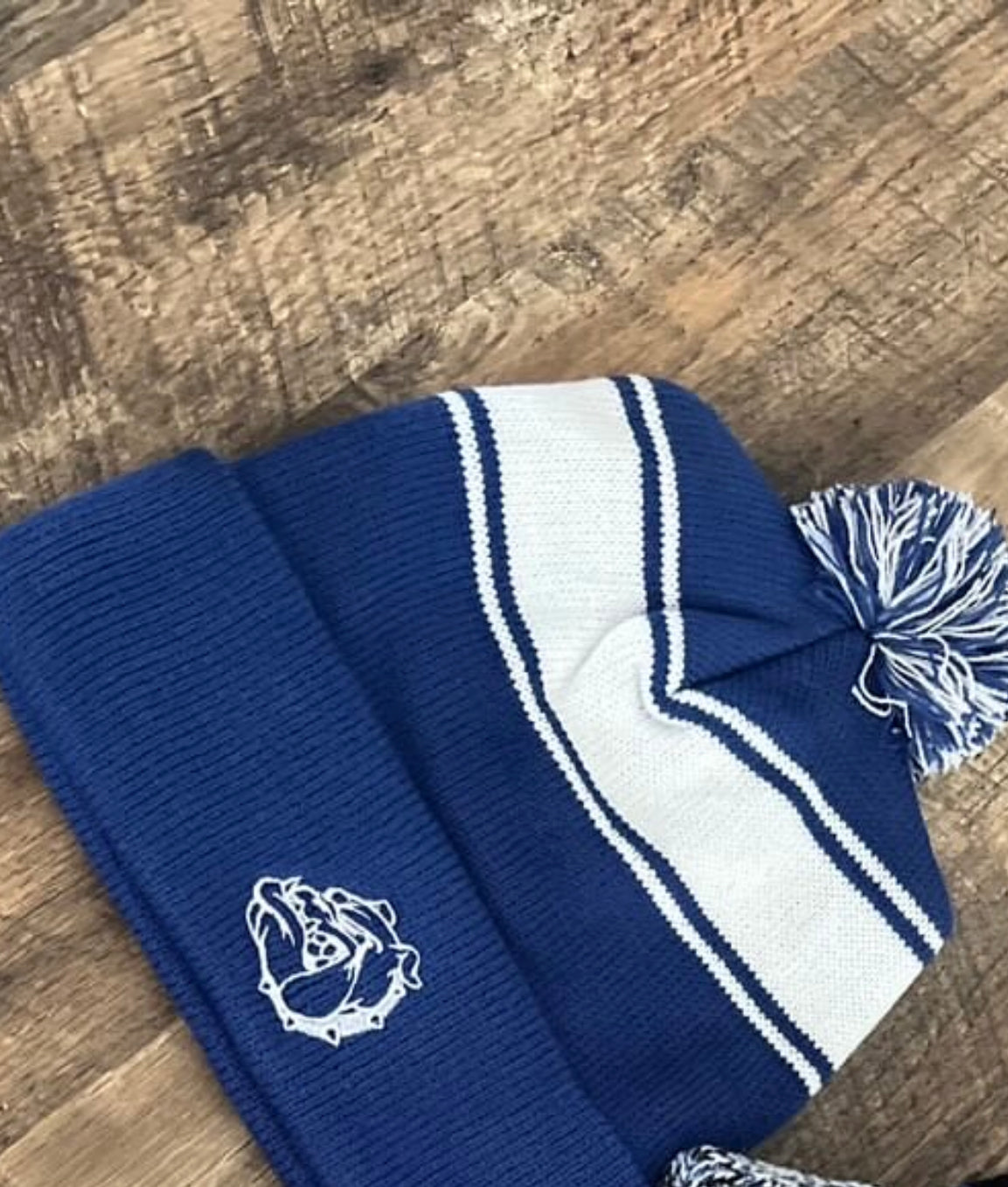 Poland White Stripe Pom Beanie