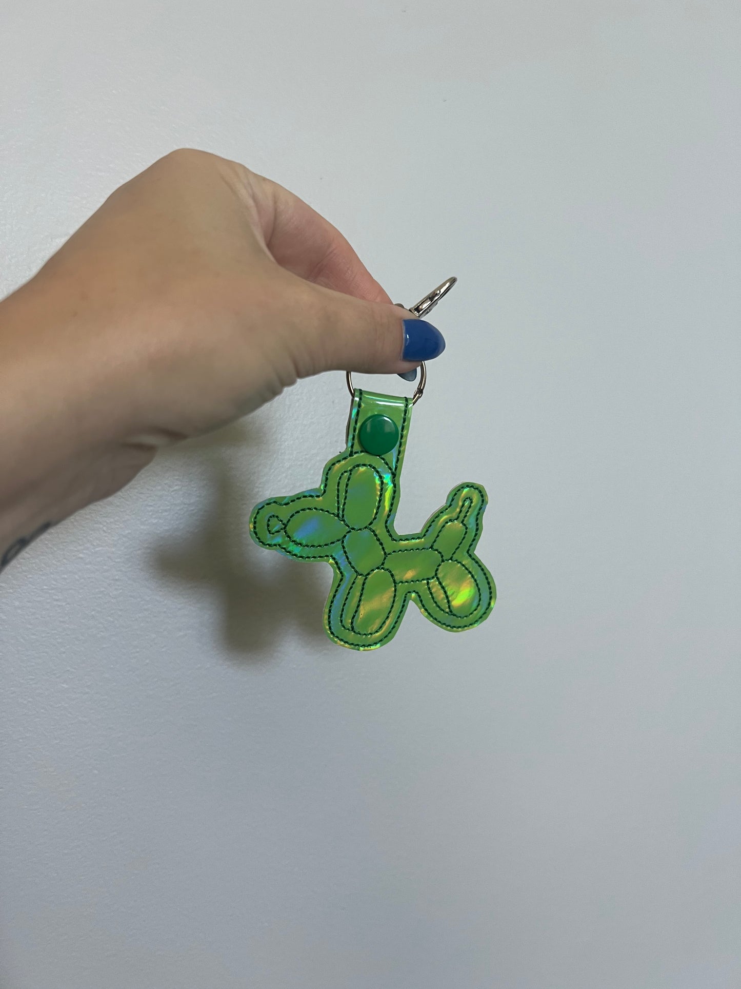 Green Balloon Dog Keychain