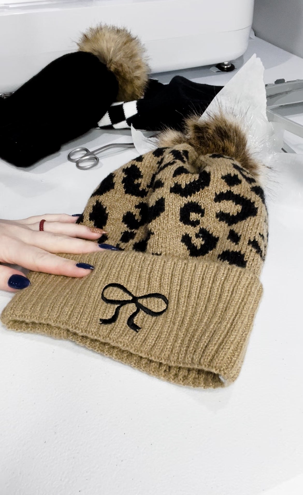 Cheetah Pom Beanie
