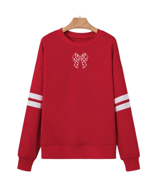 Valentine Bow Embroidered Varsity Sweatshirt