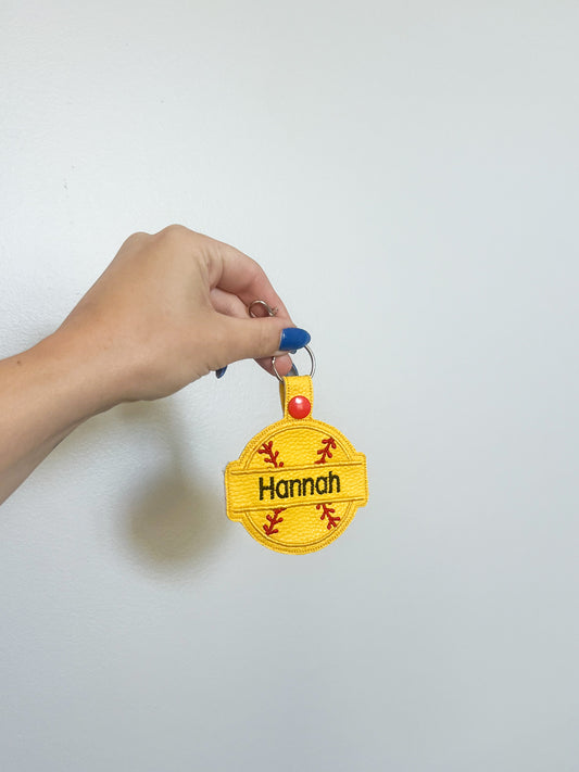Personalized Softball Keychain