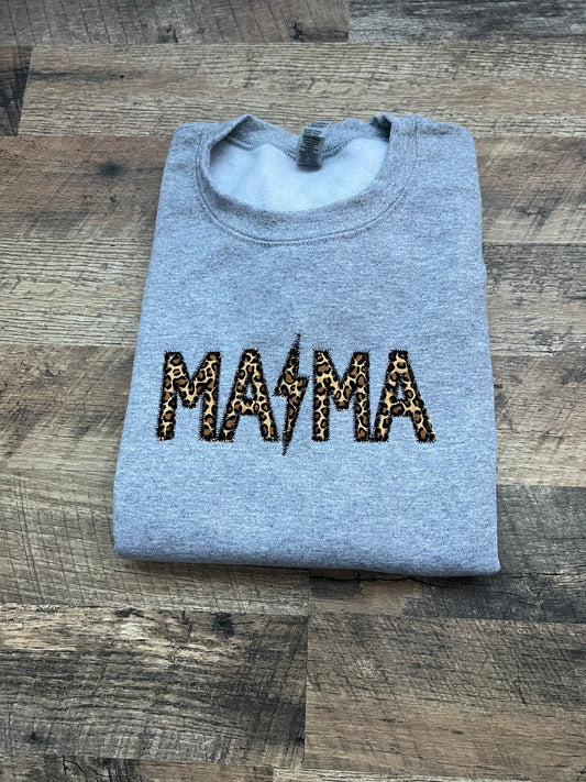 Cheetah Mama Appliqué Crew