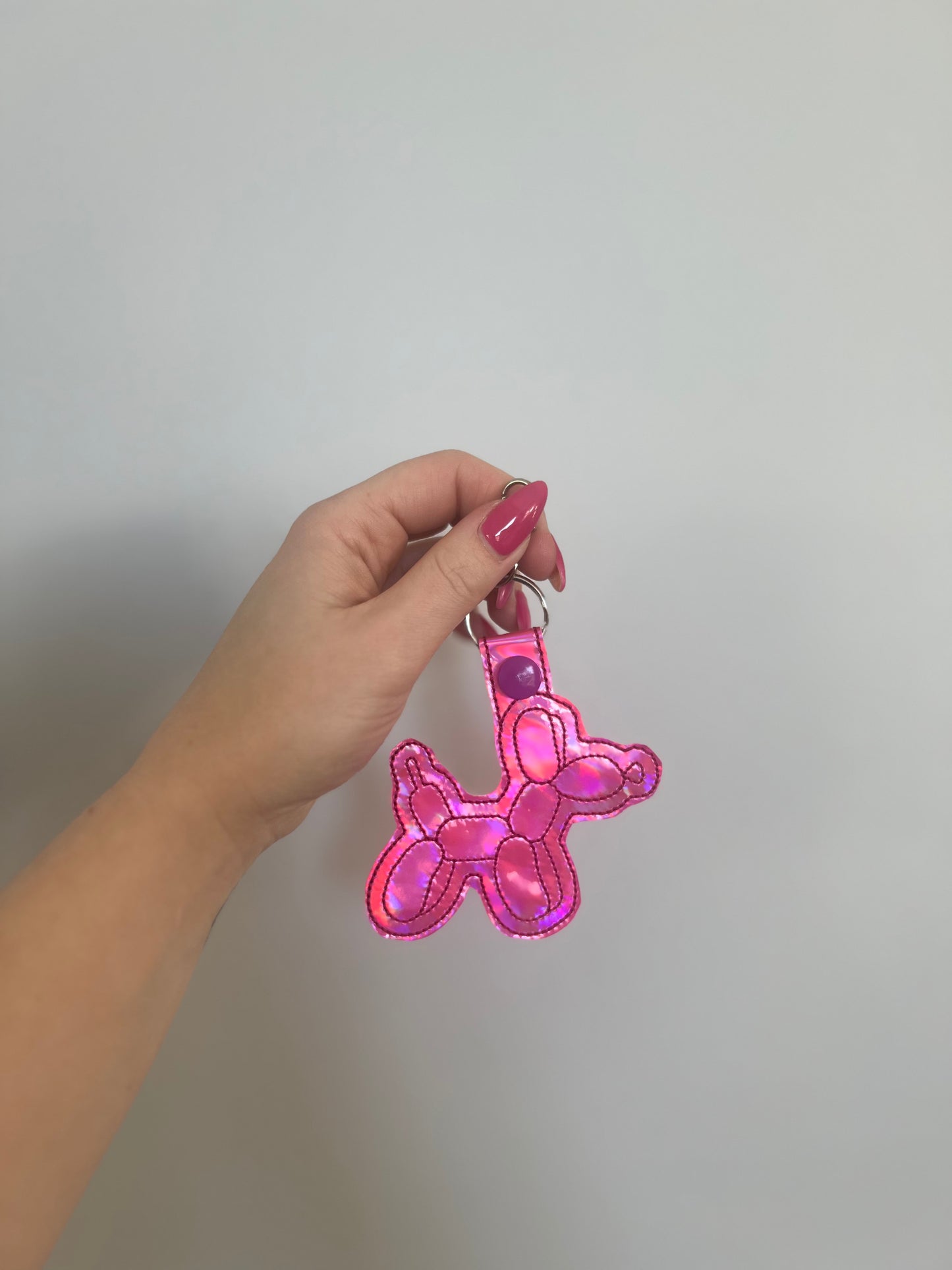 Pink Balloon Dog Keychain