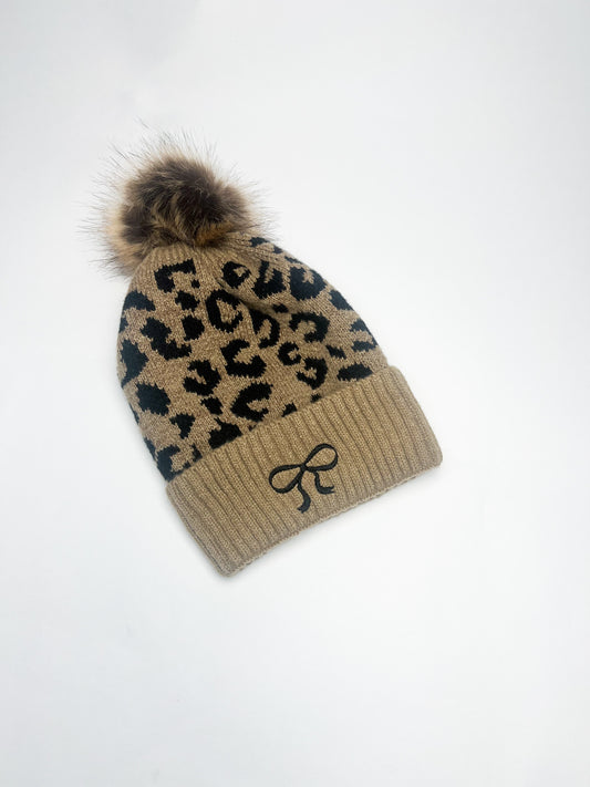 Cheetah Pom Beanie